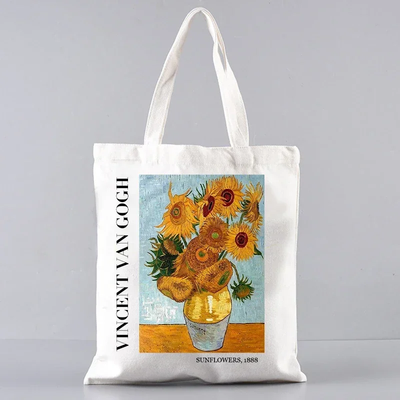 Vintage Van Gogh Art Shopping Bags For Women Shopper Eco Canvas Large Capacity Reuseable Tote Bag Supermarket Storage Handbags