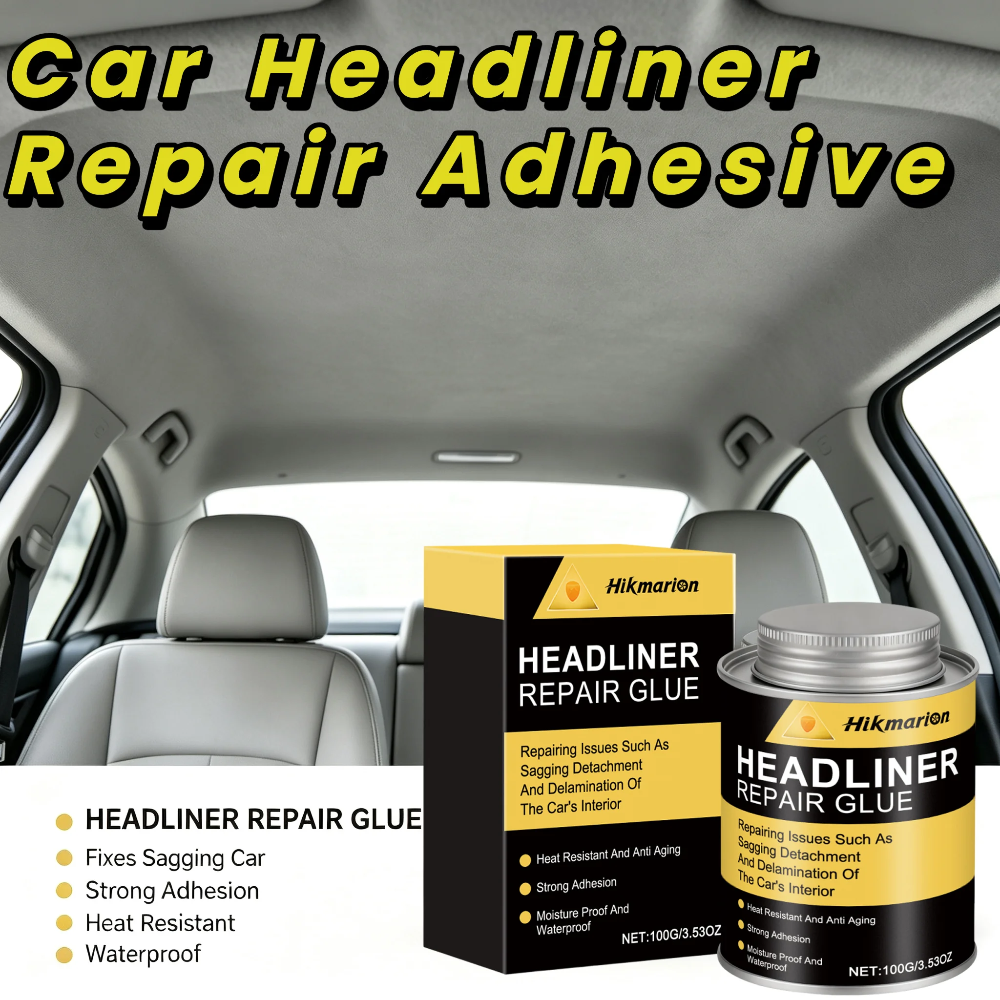 Car Headliner Repair Adhesive Powerful High Heat Resistant Car Interior Repair Restoration Glue For Car Roof Liner FabricLeather