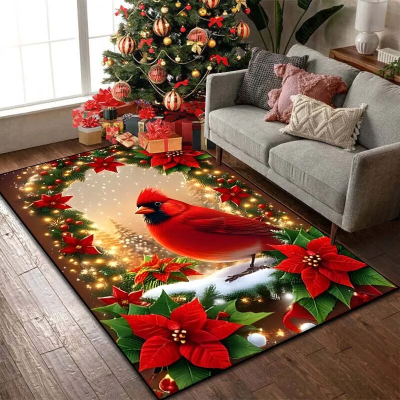 15 Size Christmas Bird Cardinal Pattern Rug Carpets Bedroom Living Room Bathroom Mat Creative Door Mat Area Rug Bring Good Luck