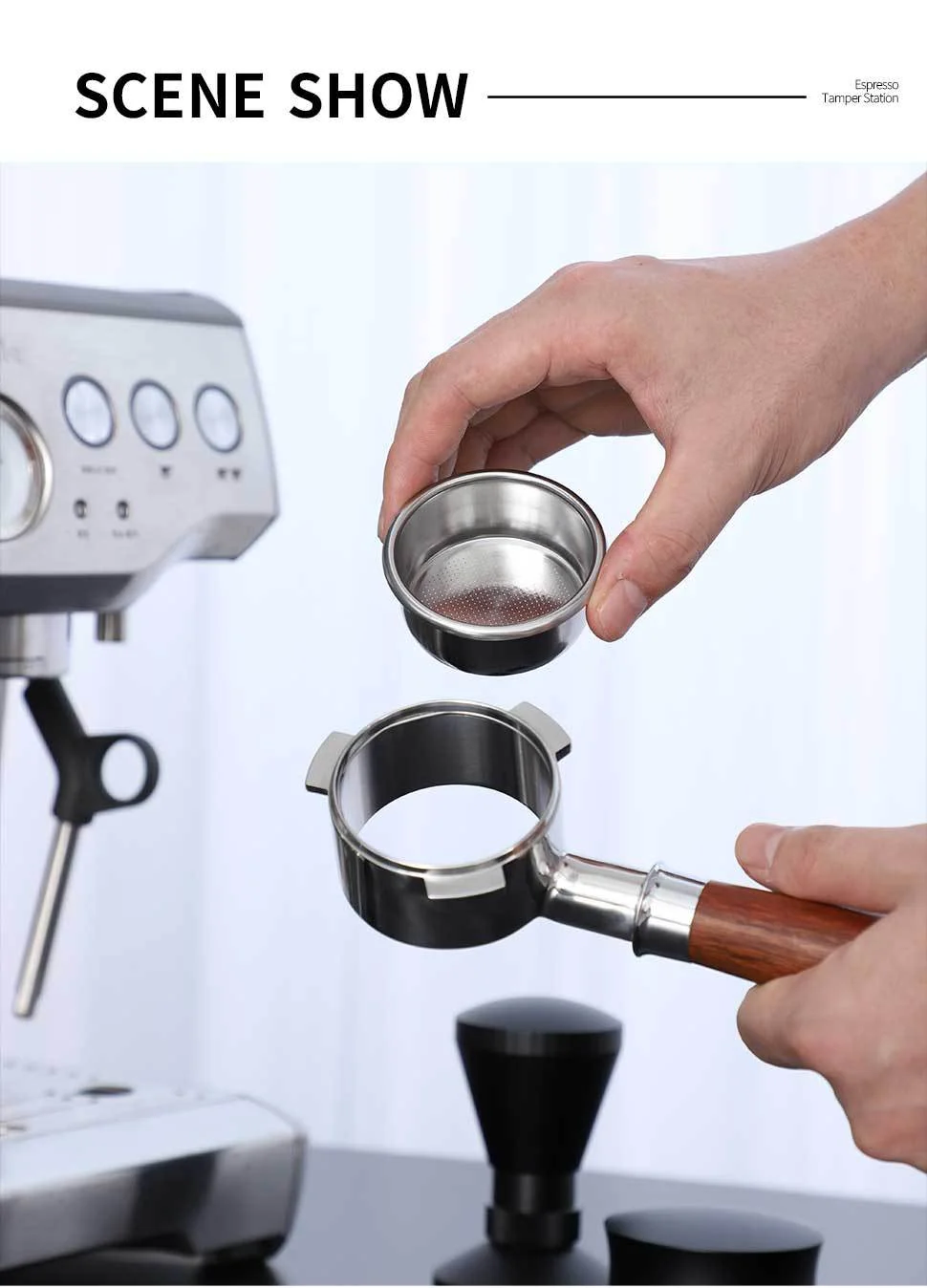 Kaffeefilterkorb 51mm 54mm 58mm Edelstahl Ersatz für Siebträger ohne Boden Pulverschale Barista Espresso-Werkzeuge – Detail 9