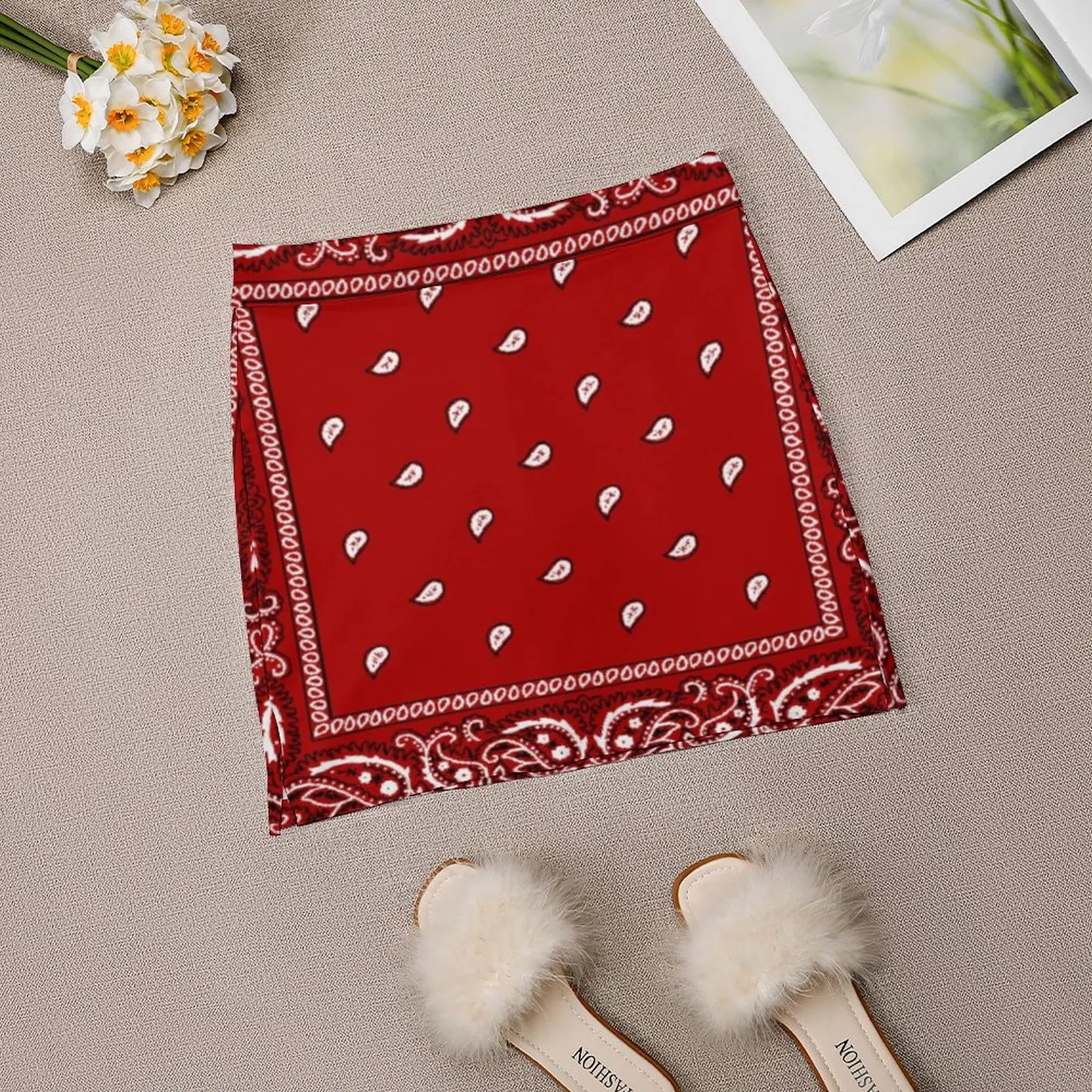 Bandanna Red Mini Skirt summer outfits for women 2025 Skirt shorts korean skirt