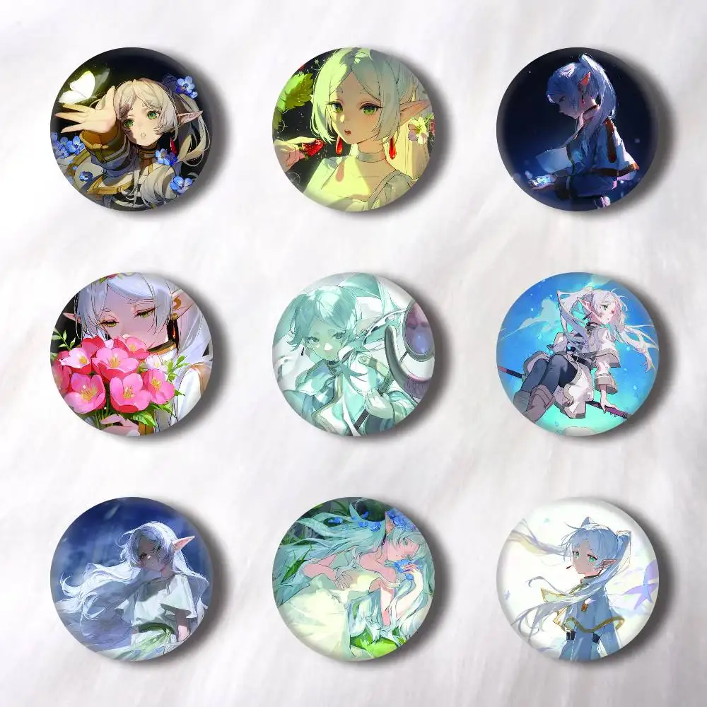 Anime Frieren Creative Round Button Badges Cute Pin Brooch for Backpack Clothes Lapel Jewelry Accessories Friends Gift