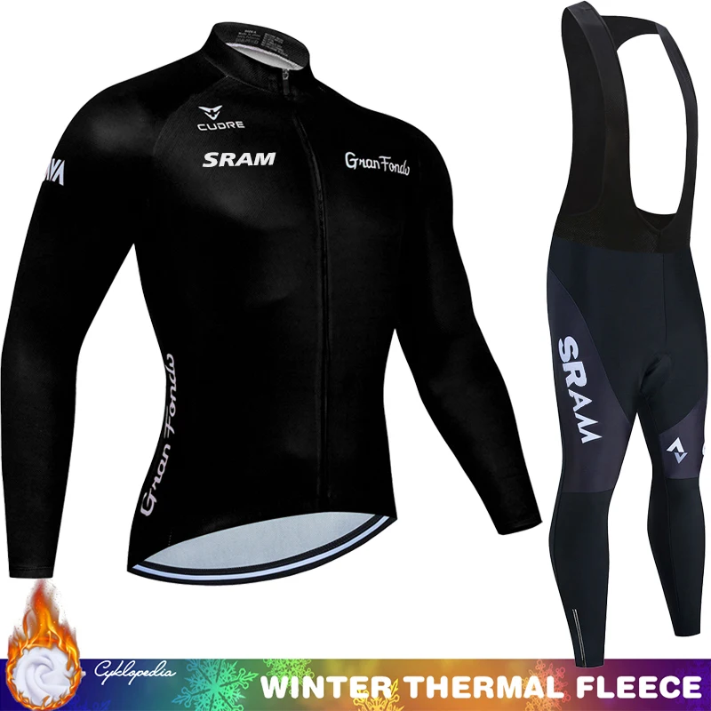 

Cycling Jersey Fleece SRAM Triathlon Winter Thermal Mens Jackets Ciclismo Hombre Men Clothing Cycle Bicycles Bib Man Set Men's