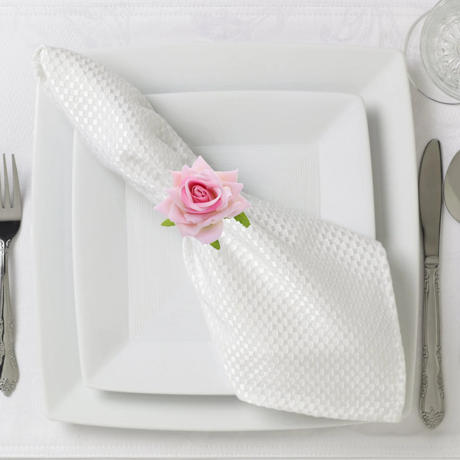 

12Pcs Sturdy Lightweight Artificial Flower Napkin Rings Elegant Dining Table Decor for Special Occasions Rose Flower Napkin Ring