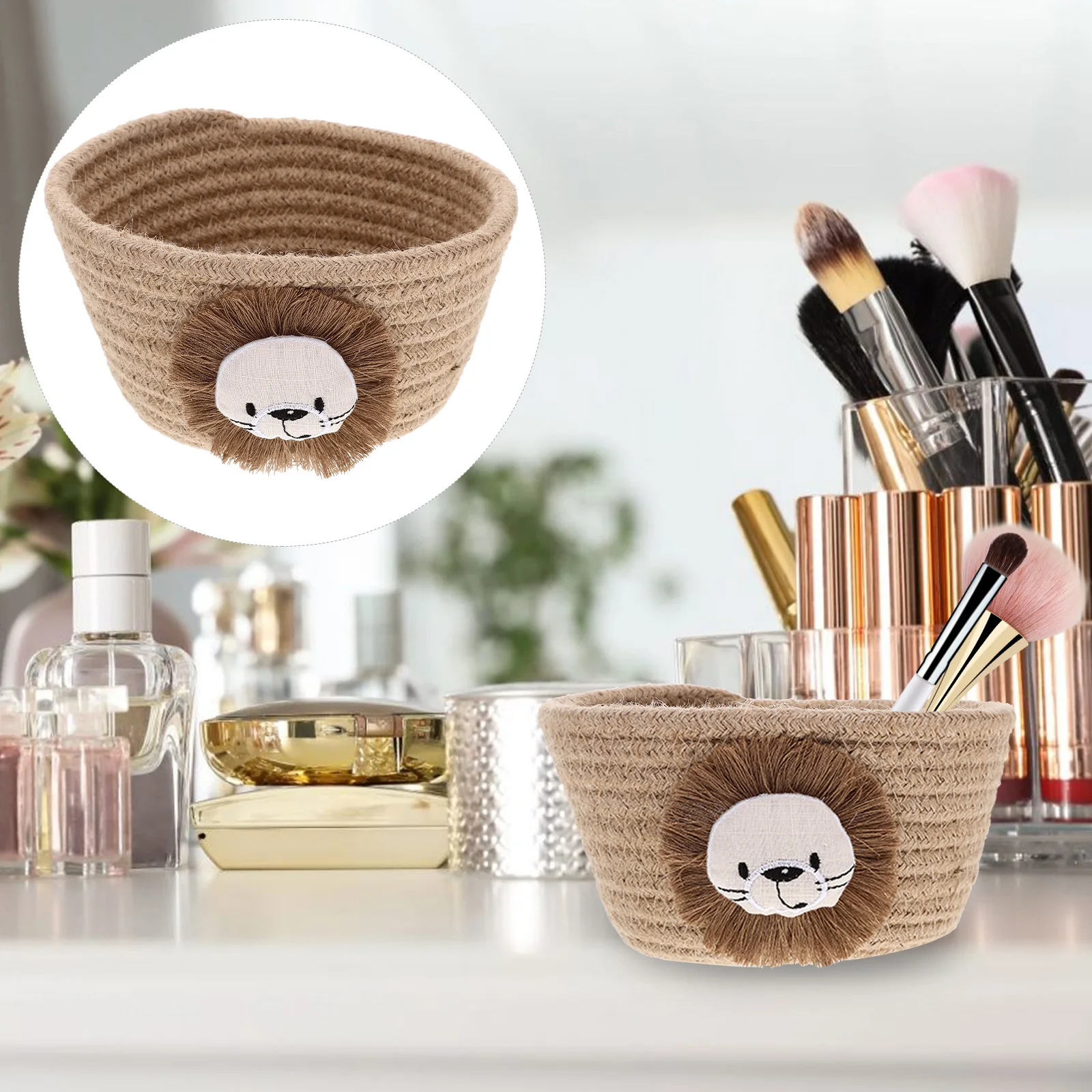 

Small Woven Storage Basket Cloth Material Organizing Bin for Kitchen Bathroom Living Room Desktop Decoration Home Utility