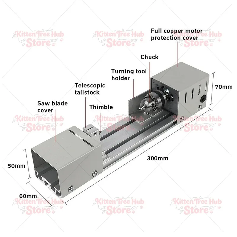 12-24V DC Mini DIY Wood Turning Lathe, Multifunctional Rotary Tool