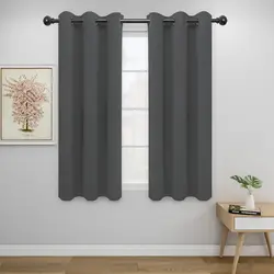 Blackout Curtains for Bedroom 2 Panels, Solid Thermal Insulated Grommet and Noise Reduction Window Drapes (37x54/37*63 In, Gray)