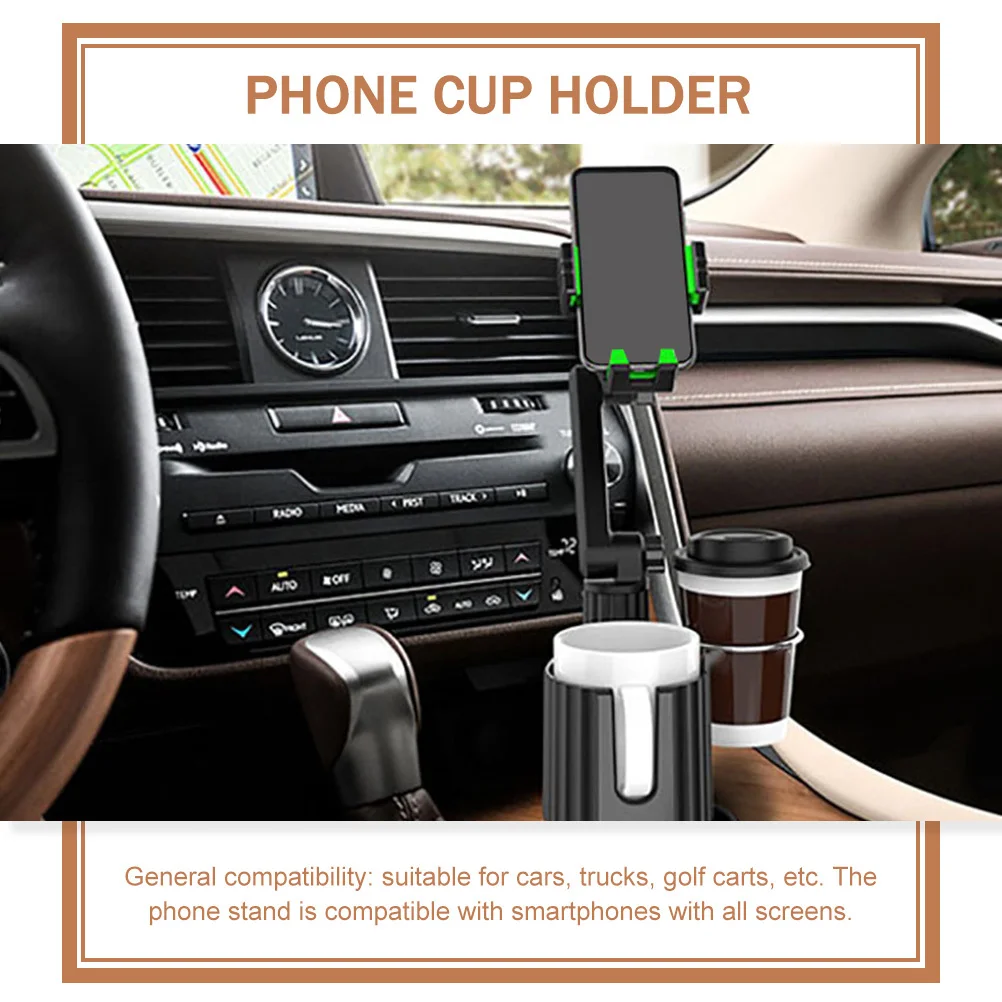 

Car Cup Holder Phone Mount Shelf Stable Universal Auto Cell Phone Stand with Drink Cup Holder No Tool Installation