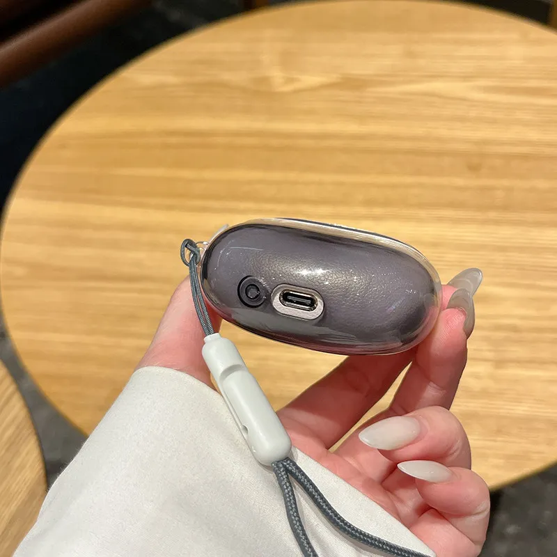 Przezroczyste etui na słuchawki HONOR CHOICE Earbuds Clip 2 Pro (2026) Odporne na wstrząsy, gradientowe czarne, miękkie etui ochronne z TPU z karabińczykiem. — zdjęcie produktu 5