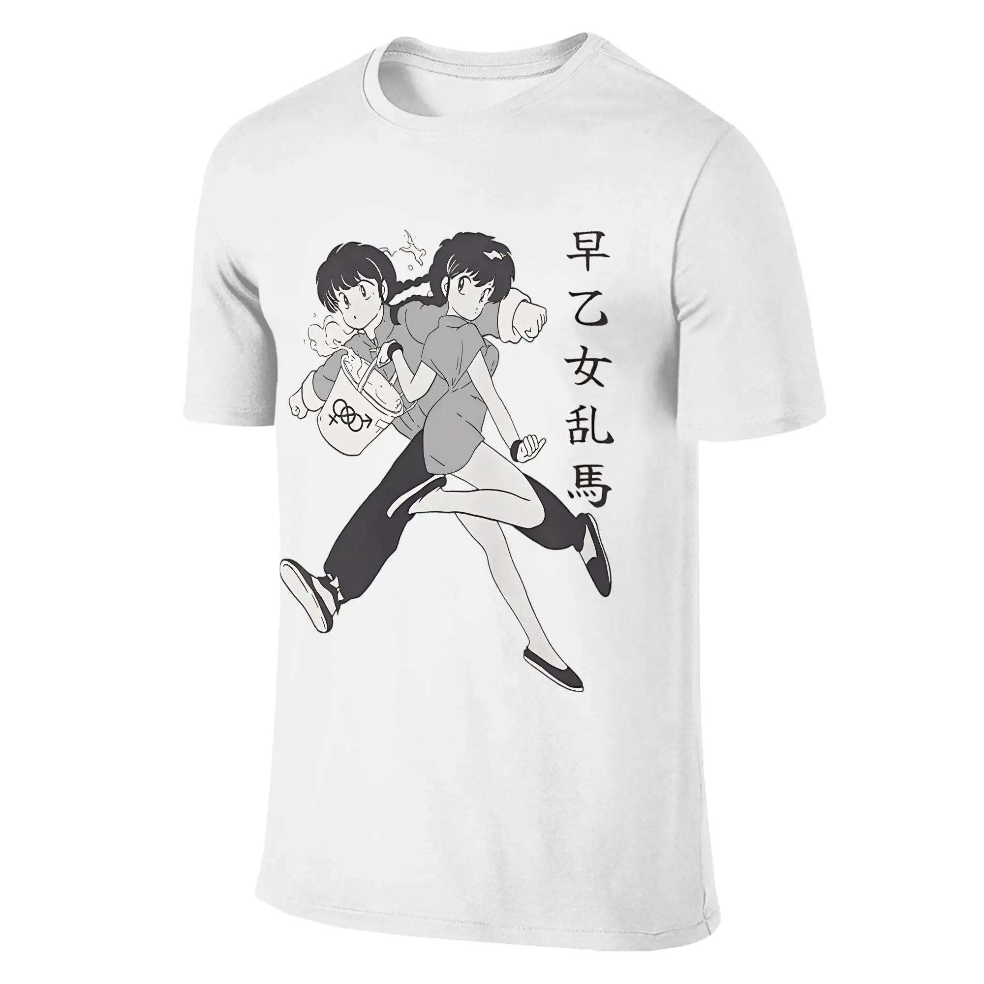 Men Women's Ranma Saotome Anime Manga 90s T Shirts Pure Cotton Clothes Novelty Short Sleeve Round Collar Tees Printed T-Shirts