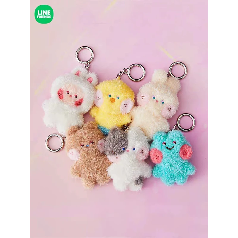 Line Friends Brown Bear Sally Cony Mininislow Plush Doll Pendant Kawaii Cartoon Children Bag Plushie Keychain Ornaments Gift Toy