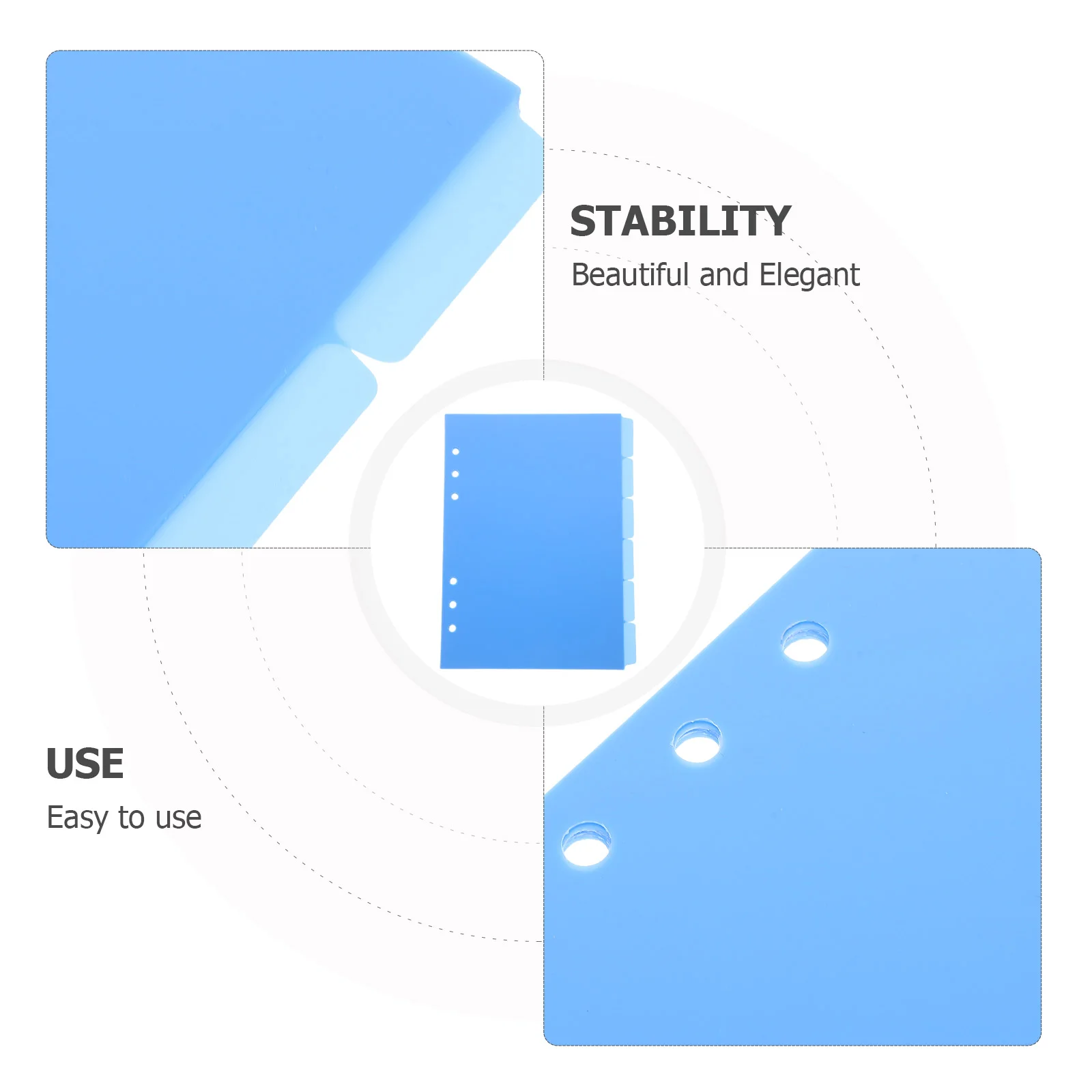 6-częściowe zakładki Niebieski separator stron Estetyczne przekładki do segregatora Dziurkowany plastikowy notatnik luzem