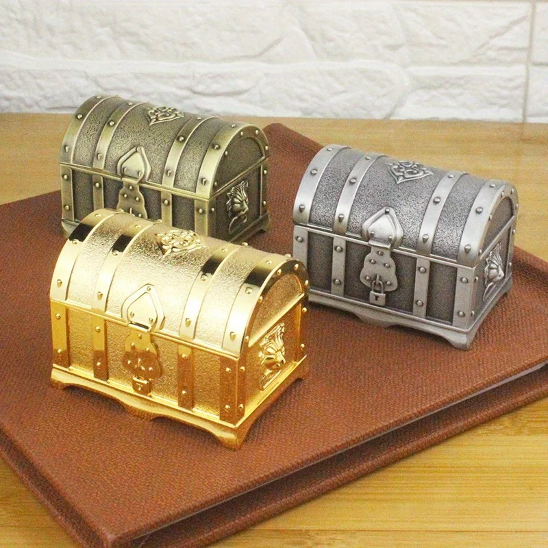 

1PC European-style Retro Pirate Undead Treasure Box Metal Crafts Small Jewelry Box Jewelry Storage Treasure Box