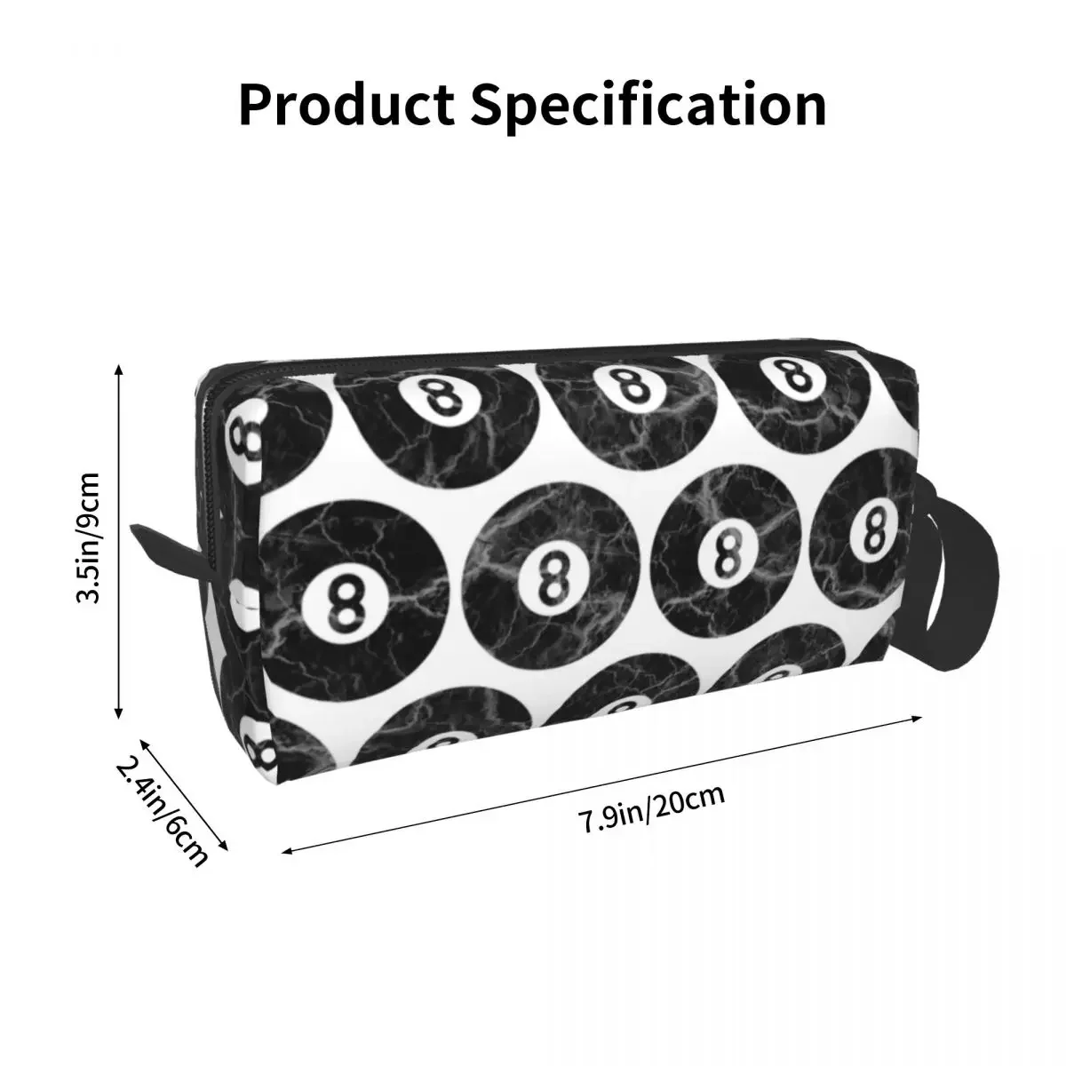 8 Ball Billiards Pool Eight-ball Makeup Bag Cosmetic Storage Dopp Kit Toiletry Cosmetic Bag for Women Beauty Travel Pencil Case