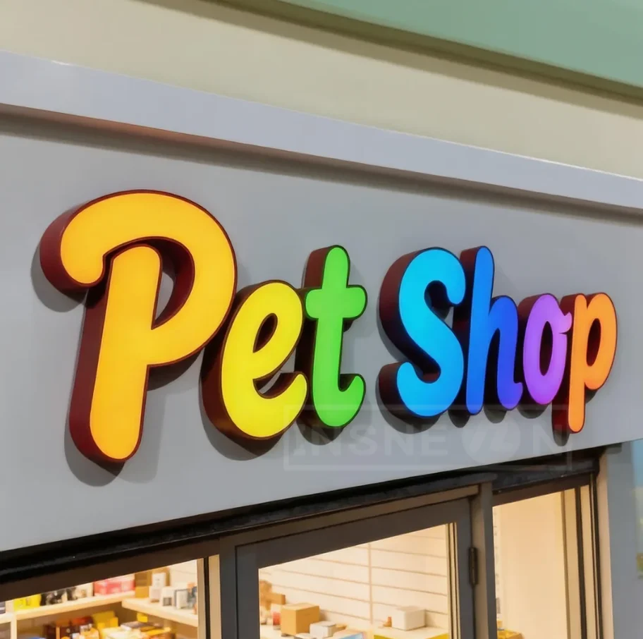 

Custom RGB Motion Magic Channel Signage Full Color Light Frame Illuminated Logo for Pet Shop Letter Sign Business Outdoor Sign