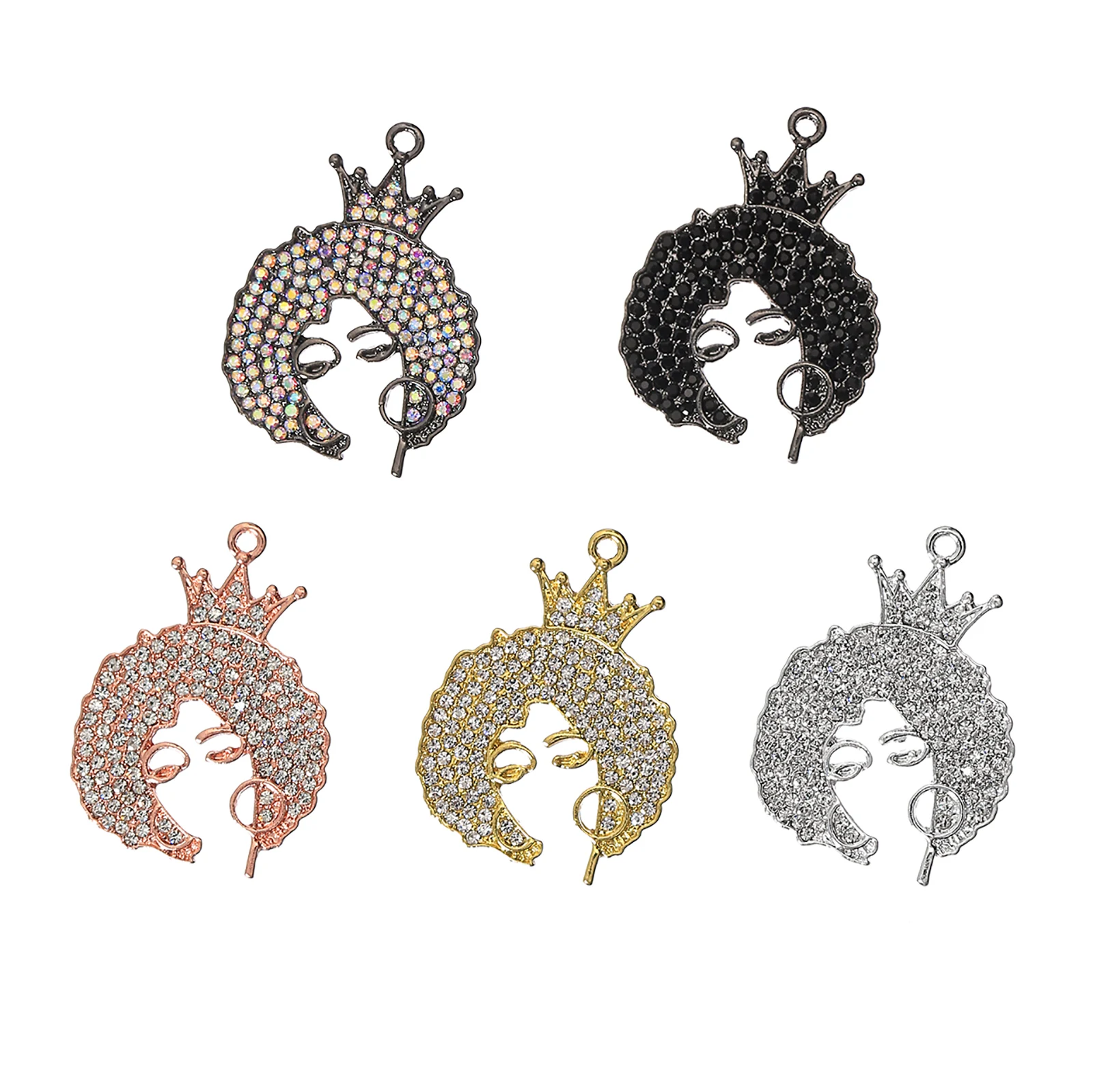 

10pcs Micro Pave Afro Girl Black Queen Charms Pendants for Bracelet Necklace Jewelry Supply Making Wholesale BGR237-BGR241