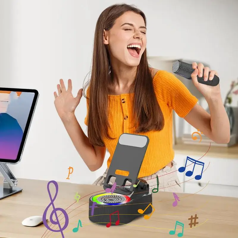 Soporte de teléfono con altavoz, soporte de altavoz de carga, luces LED, dispositivos de tecnología genial para ducha, escritorio de coche, fiesta, Camping, lugar de trabajo, viajes