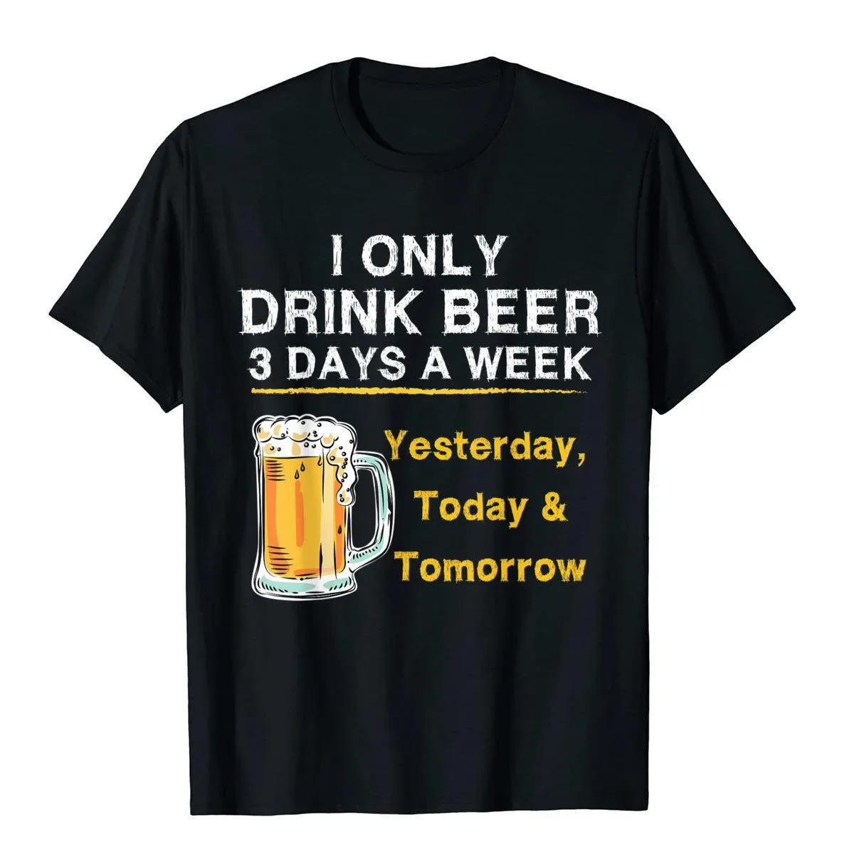 Футболка с принтом «Я только пиво 3 дня в неделю вчера, сегодня завтра», топ в стиле хип-хоп, дешевые хлопковые мужские футболки с круглым вырезом