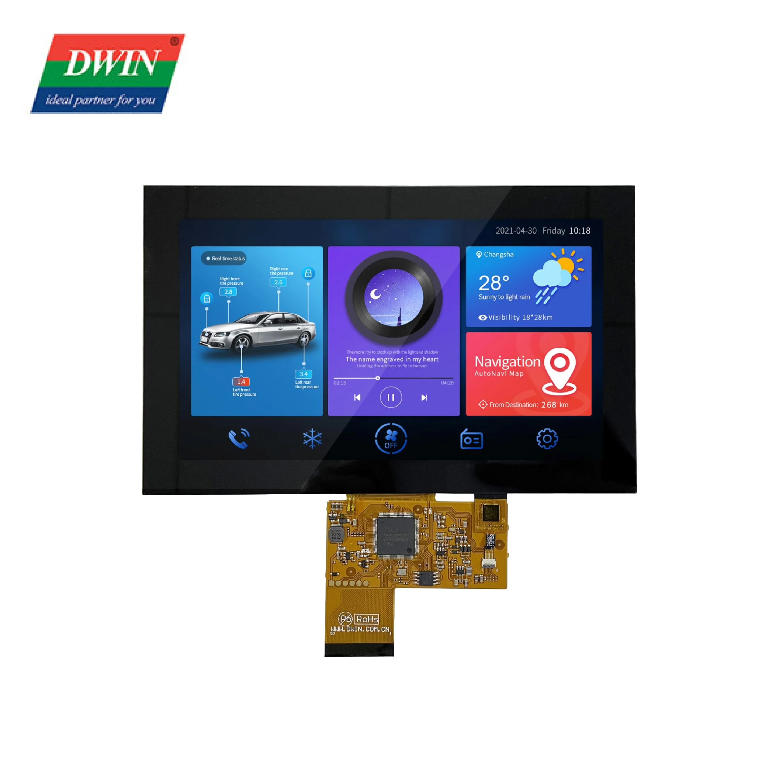 

2026 DWIN 7.0 Inch 1024*600 Light and Thin IPS TFT LCD Display Module Capacitive Touch Panel HMI Screen with IO UART CAN AD and