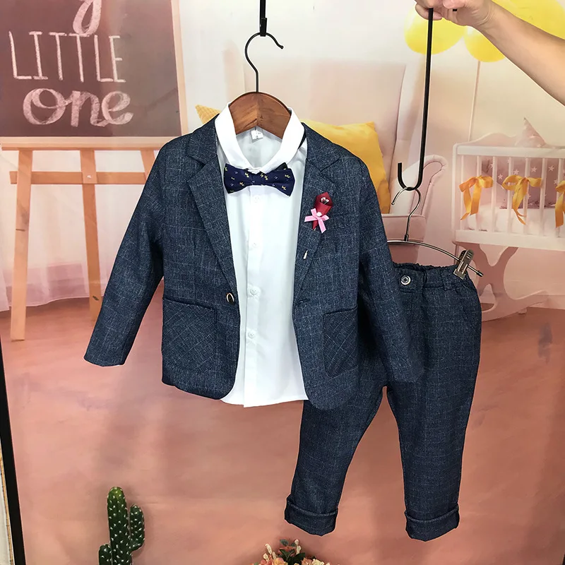 Flower Boys Formal Wedding Suit Kids Birthday Photography Dress Children Prom Elegant Suit Child Piano Evening Tuxedo Costume