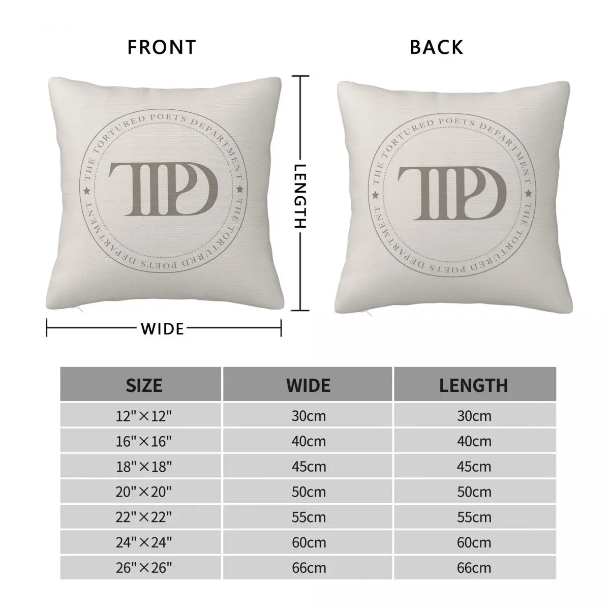 The Tortured Poets Department Album Square Pillowcase Polyester Linen Velvet Creative Zip Pillow Case Room Cushion Case 18