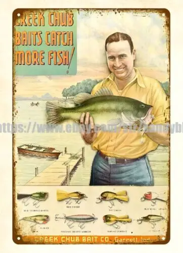 Creek Chub fishing baits lure metal tin sign house decoration things sign