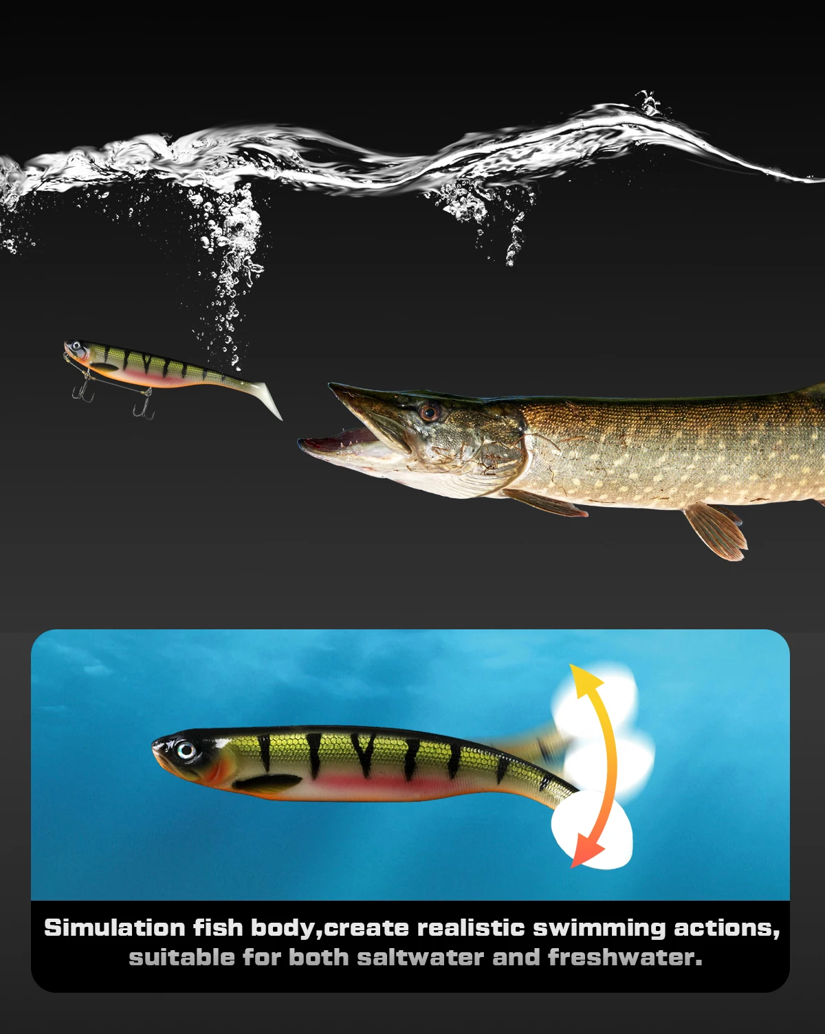 1 Stück 19cm 34g 23cm 56g Weicher Angelköder Swimbait Fischköder Hochwertig Detaillierter Softbait Herstellerprodukt Bedruckter Weicher Angelköder – Detail 4