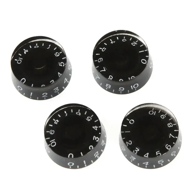 Pack of 4 Volume Tone Control Knobs Caps with Number Plastic for Les Paul Electric Guitar Black