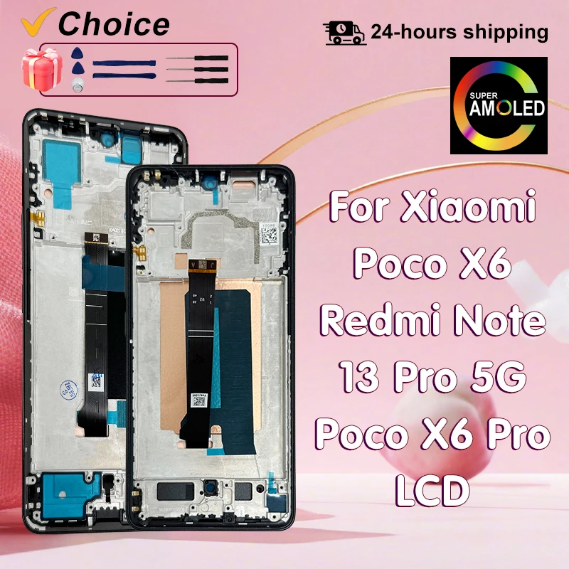 xiaomi-poco-x6用amoled-lcd、note-13-pro-5g用ディスプレイタッチスクリーンデジタイザー、xiaomi-poco-x6-pro用ディスプレイ交換部品