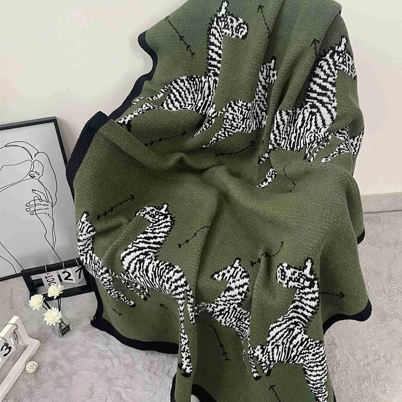 

【Multi-Use Blanket】Zebra Print Sofa Blanket - Ultra-Soft Thickened Blanket for Sofa, Camping, Travel, All-Season Use