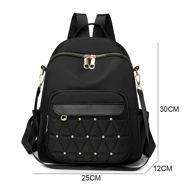 Fashion Nylon Backpack For Women Embroidery Design Student School Bag Leisure Travel Rucksack Popular Girl Commuting Sac A Dos