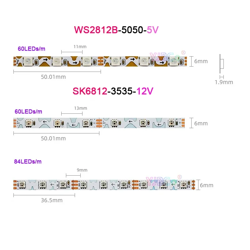 

5V 12V S type SK6812 WS2812 addressable LED Strip 60/84leds/m Narrow side 6mm PCB SMD 3535 5050 RGB pixel IC bendable Light Tape