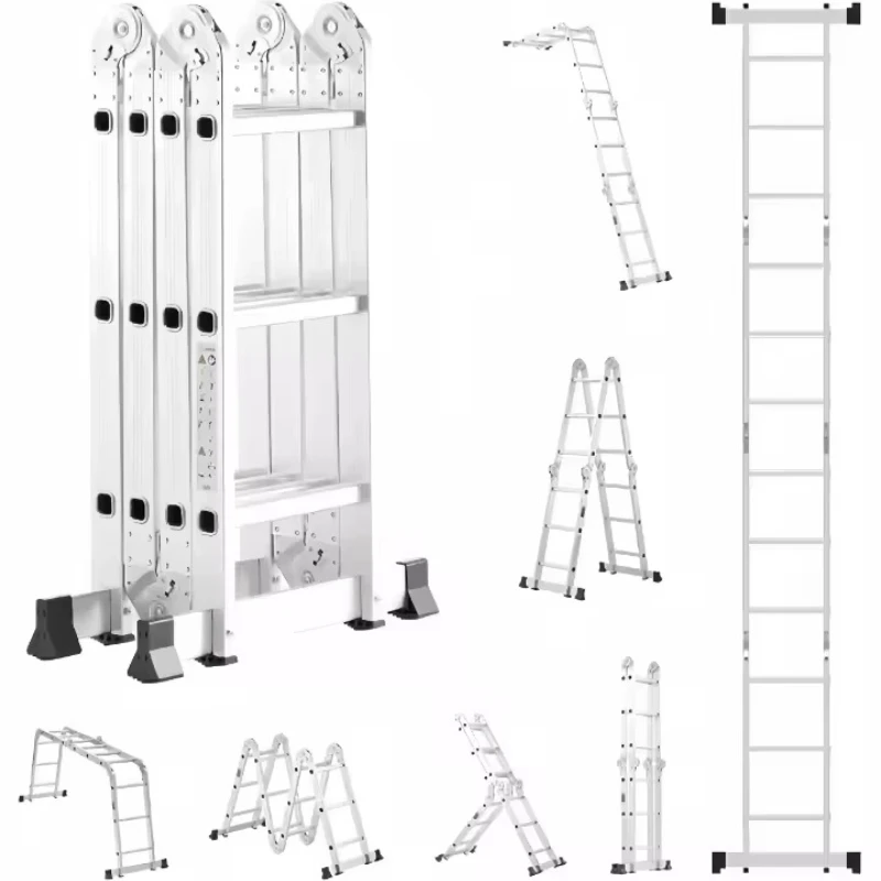 

Multifunctional folding herringbone ladder Large joint aluminum indoor and outdoor engineering ladder