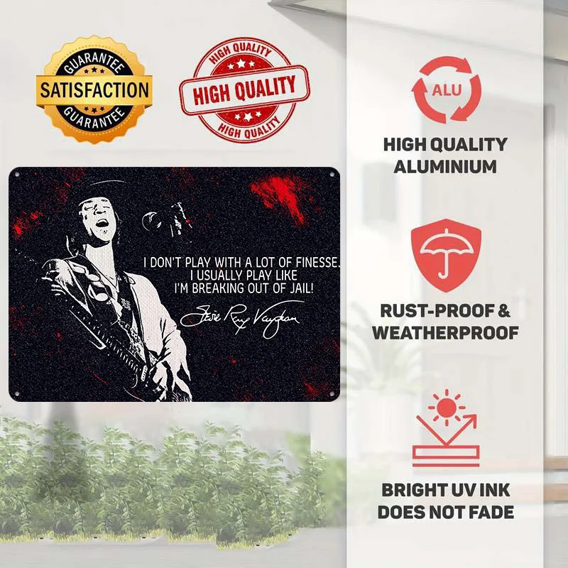 Stevie Ray Vaughan 3D Printed Texture Poster Personalized Wall Art Retro Metal Tin Signs for Gaming Room Decoration Man Bedroom