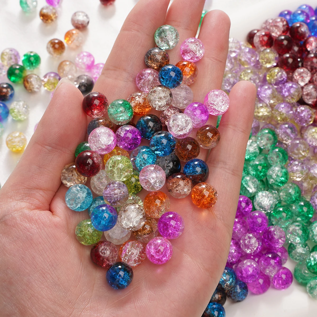 

4/6/8/10mm Hand-Painted Glass Beads | DIY Jewelry Making Kit for Necklace Bracelet Craft (10-100pcs/Bag)