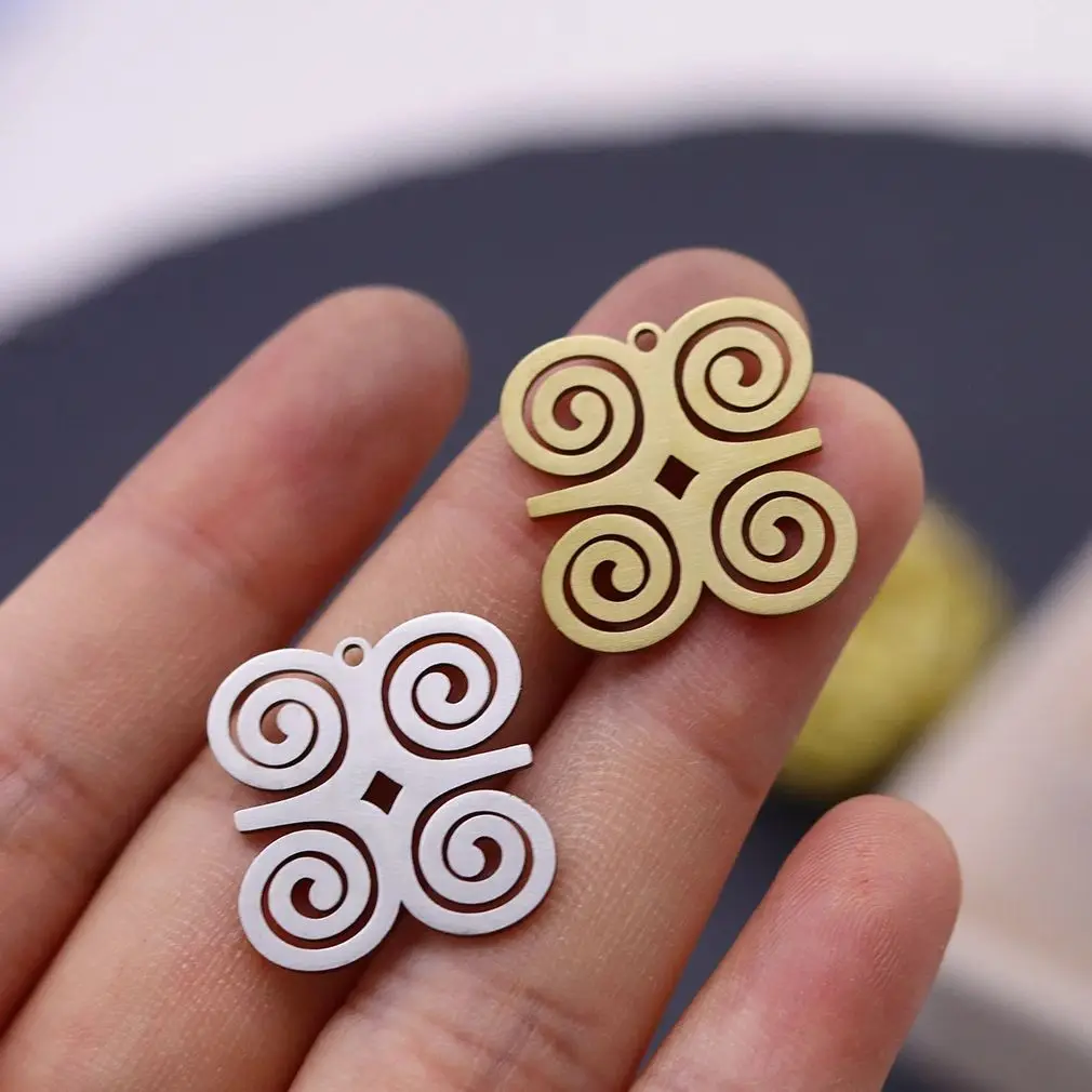 3 قطع DIY دوامة سحر الفولاذ المقاوم للصدأ العصرية هندسية رون قلادة لصنع المجوهرات الأقراط قلادة اليدوية الحرفية المورد