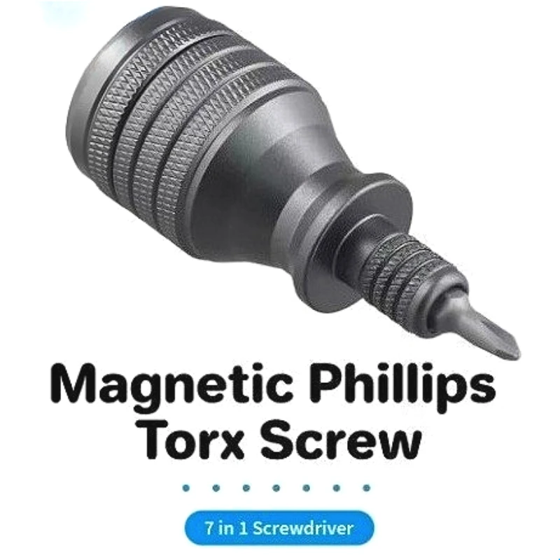 7 In 1 Mini Screwdriver Titanium Screwdriver 1/4 Inch Magnetic Torx Screw Driver Bit Kit Home Repair Tools