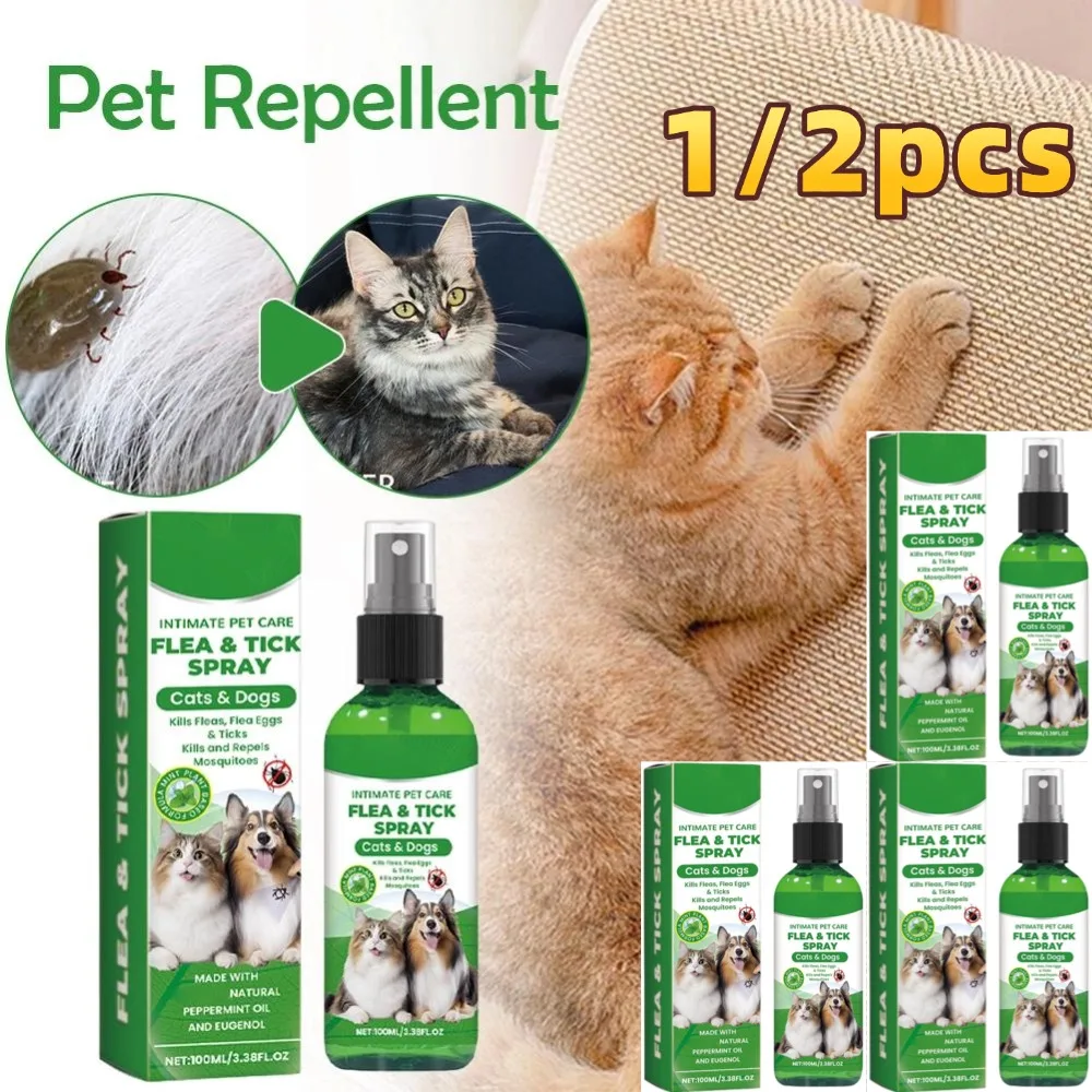 100ml Dog Cat Repel Fleas Mites Pet Cleaning Spray Hair Skin Insect Repellent Spray Pet Insect Repellent Daily Gentle Care Agent