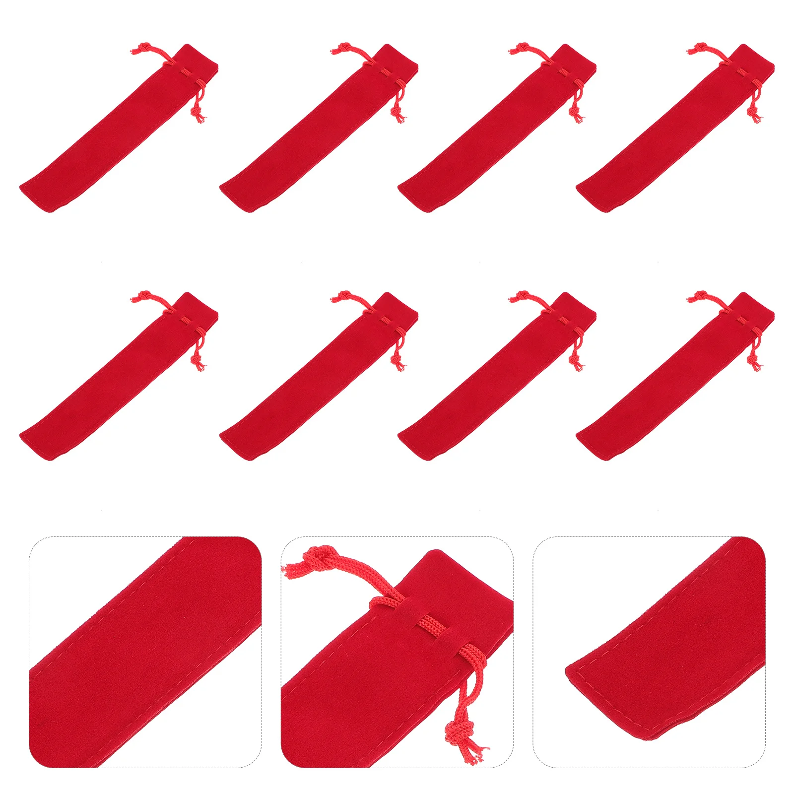 

20pcs Pen Pouch Premium Thick Drawstring Closure Gift Pencil Bag Set Red Single Size Pen Sleeve Case Pencil Organizer