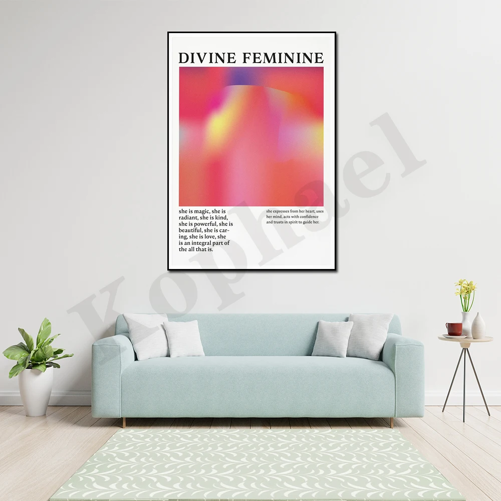 Abstract Gradient Female Empowerment Spirit Art Canvas Painting