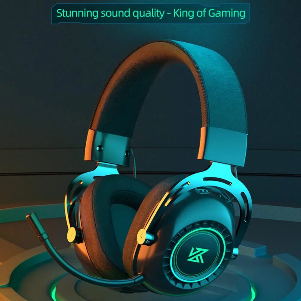 Practical Bluetooth-compatible5.0 2.4G Wireless Gaming Headphone Soft Ear Pads Headphone Stable Output for Computer