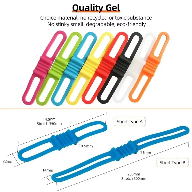 4pcs /packs High Strength Silicone Phone Cycling Torch Flashlight Holder Bike Bicycle Light Straps Flexible Light Holder Mount