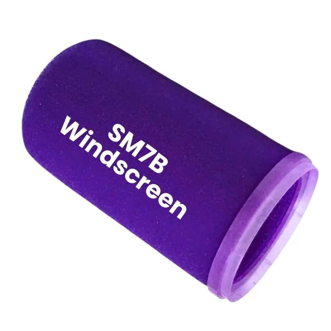 SM7 Mic Cover Pop Filter for Shure SM7B, SM7dB High-Density Foam Windscreen with Violet Glow Collar Ring, for Podcast