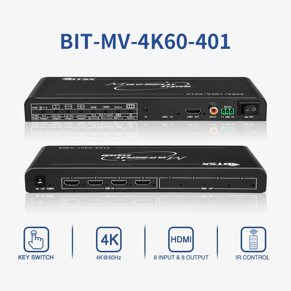 

2026 Best Seller 4K60 4*1 Multi-Viewer Video Wall Processor Quad Multi-Viewer Splitter 4HDMI Input Seamless Switching Control R