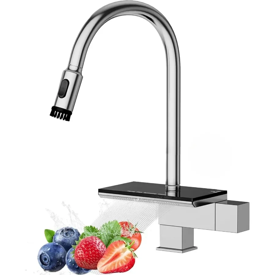 

Kitchen FaucetKitchen Sink Faucet with Pull Down Sprayer Stainless Steel Kitchen Faucets Brushed Nickel Waterfall Kitchen Fauce