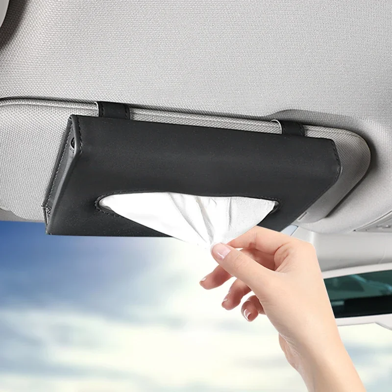 50 Pcs/1 unit Car decoration sun visor tissue box car paper towel bag leather tissue clip simple portable sun visor pumping box