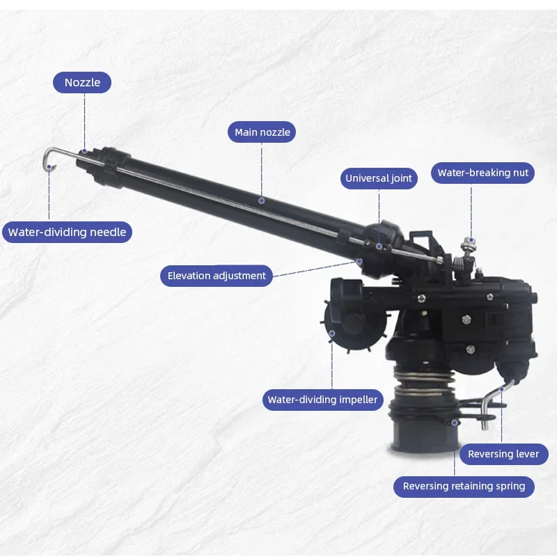 Aspersor de riego de jardín de ángulo ajustable, pistola rociadora de turbina giratoria automática, aspersor de agua agrícola, riego de césped