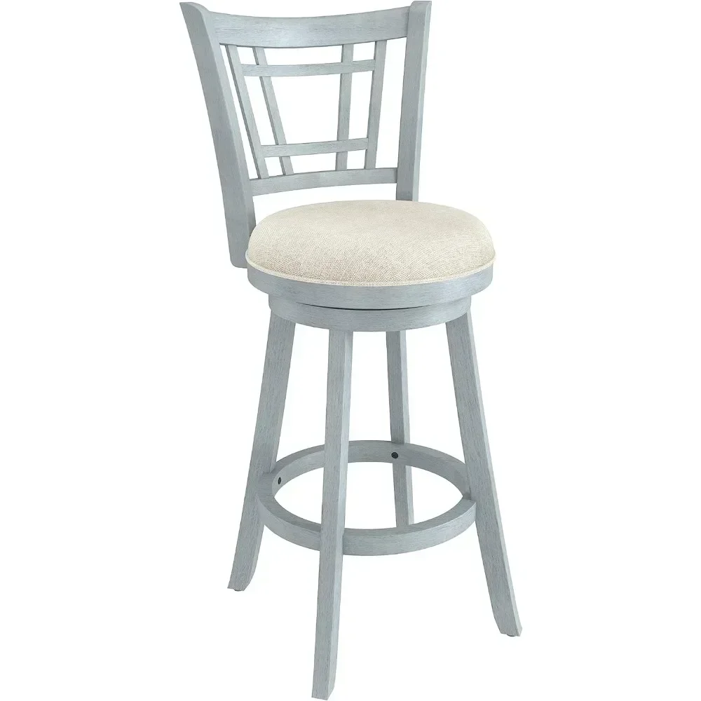 

y Fairfox Wood Bar Height Swivel Stool With Rectangular Lattice Back Chair Blue Wire Brush Barstool Chairs Furniture Stools