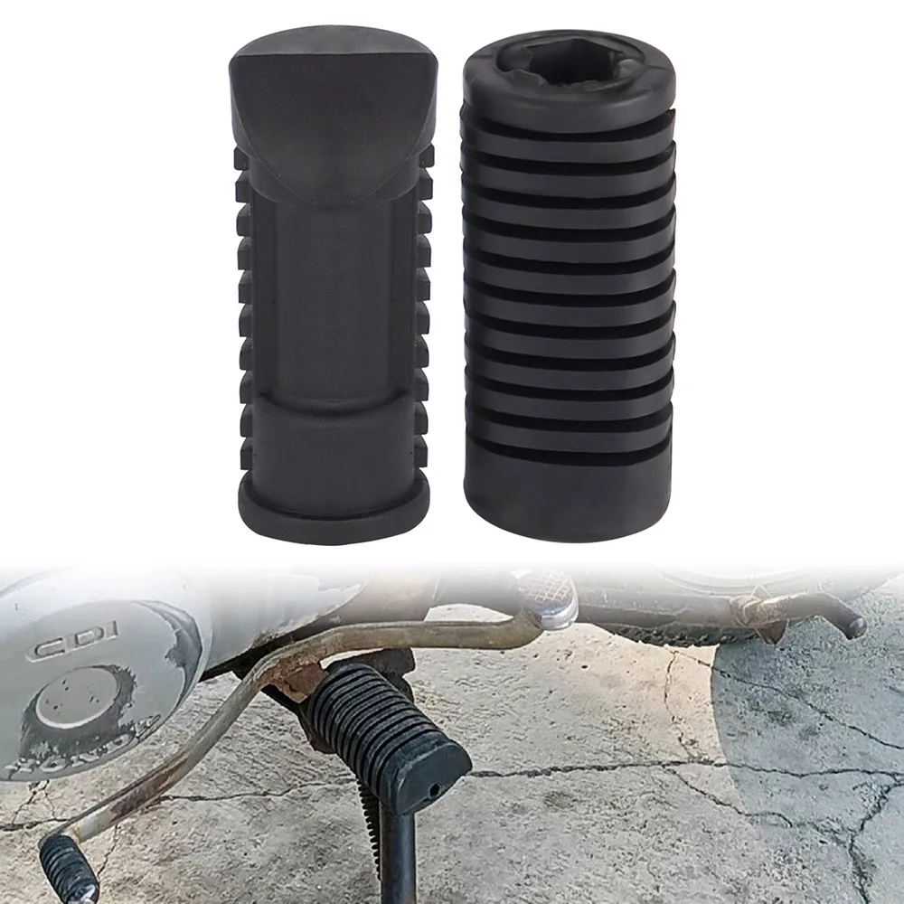 2PCS Black Motorcycle Foot Pegs Rubber Foot Pedal Cover Footrest Pad for Honda CG 125