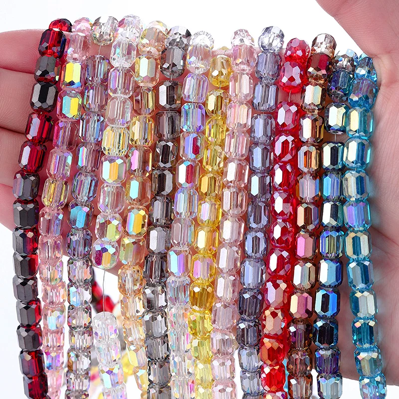 

80Pcs 8mm Multicolor Cuboid Crystal Glass Beads Loose Spacer Bead for Jewerly Making Bracelet Necklace Handmade DIY Accessories